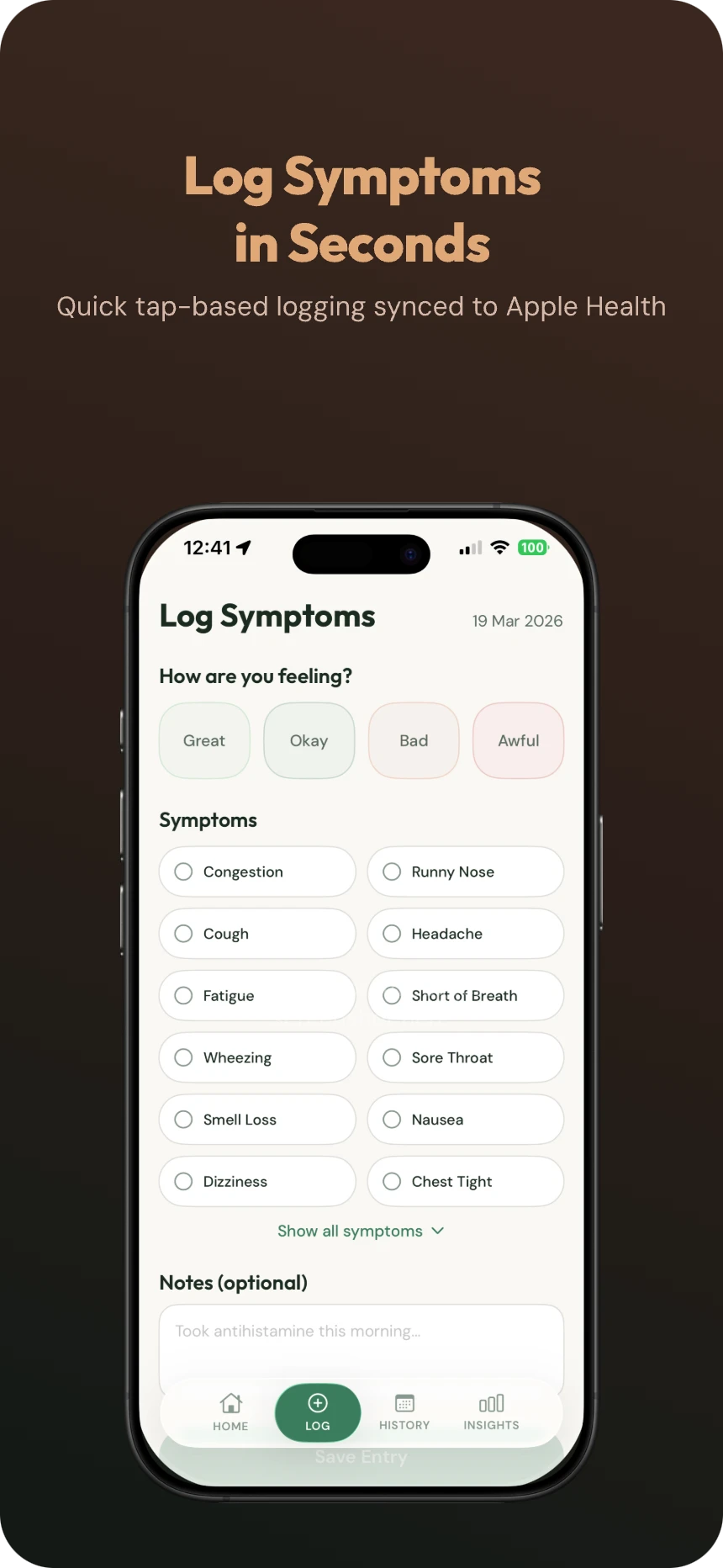 Symptom Logger
